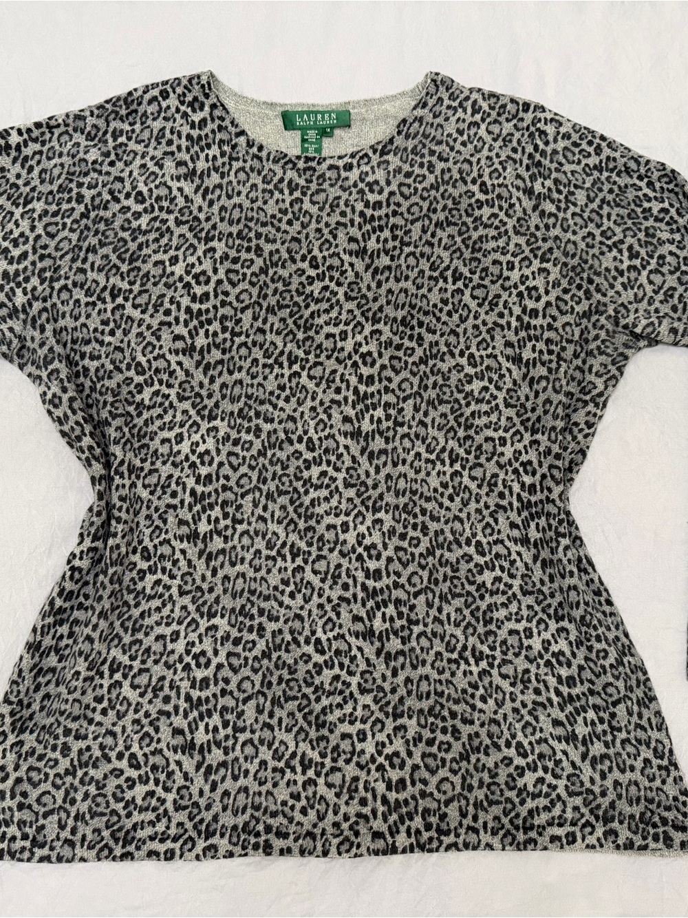 Lauren Ralph Lauren Silk & Cashmere Leopard Animal Print LS Sweater Size 1X